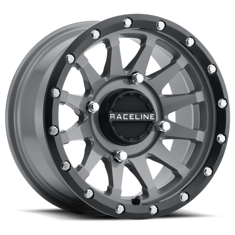 Raceline A95SG Trophy 15x7in / 4x156 BP / 10mm Offset / 132.5mm Bore - Grey &amp; Black Lip Wheel