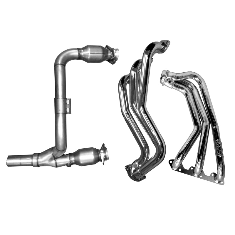 BBK 07-11 Jeep 3.8 V6 Long Tube Exhaust Headers And Y Pipe And Converters - 1-5/8 Ti Ceramic