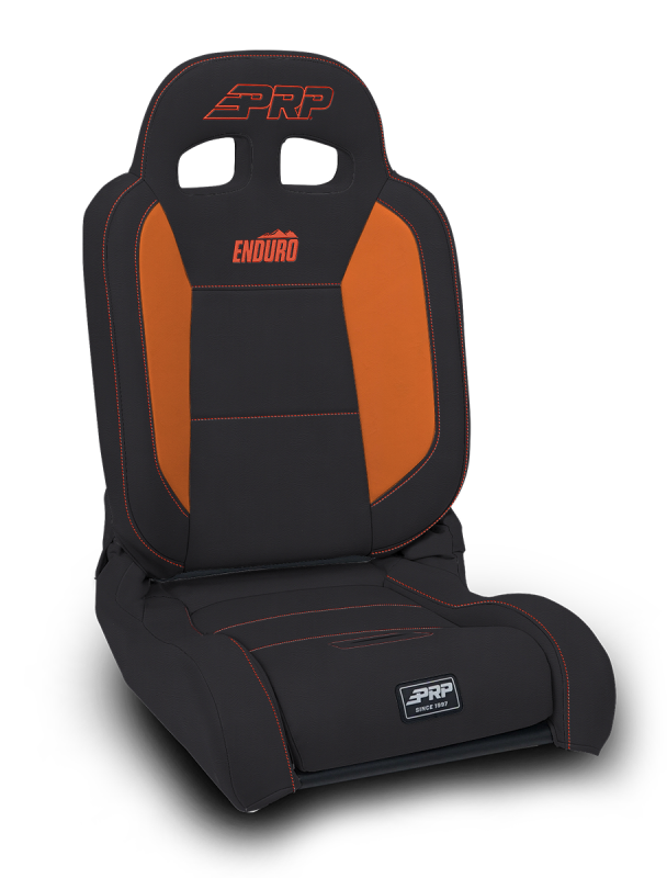 PRP EnduroDaily Reclining Suspension Seat - Black/Orange Vinyl - Driver