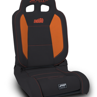 PRP EnduroDaily Reclining Suspension Seat - Black/Orange Vinyl - Driver
