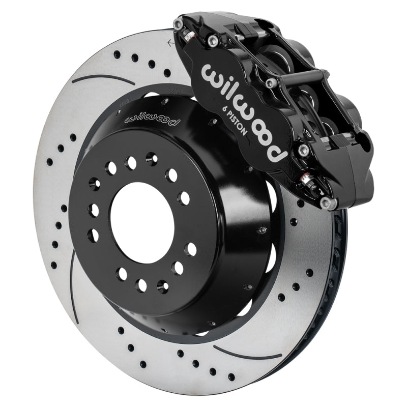 Wilwood Narrow Superlite 6R Front Kit 14.00in Drilled & Slotted Rotors - Black