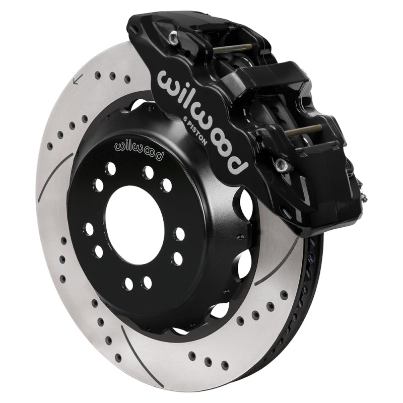 Wilwood Ford Mustang II Ford Aero6 Front Brake Kit w/ 14.00in Drilled & Slotted Rotor - Black