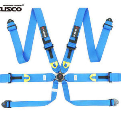 Cusco Universal 6 Point 3in Shoulder 3in Lap w/Eyebolts (7/16-20UNF Thread) FIA Racing Harness- Blue