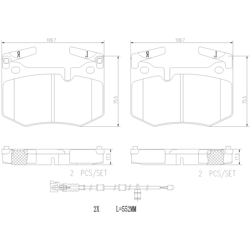Brembo 16-20 Lexus RC F/ Lexus GS F Rear NAO Brake Pad