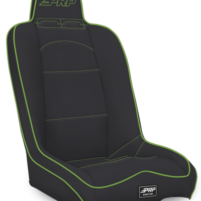 PRP Daily Driver High Back Suspension Seat- Black/Green Vinyl