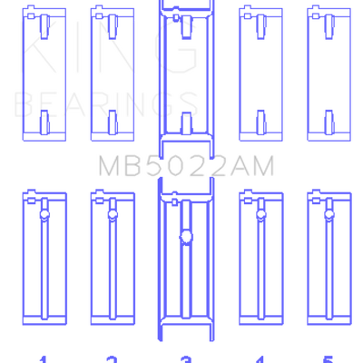 King Engine Bearings Hyundai G4Ed/G4Ae/G4Fk (Size +0.50mm) Main Bearing Set