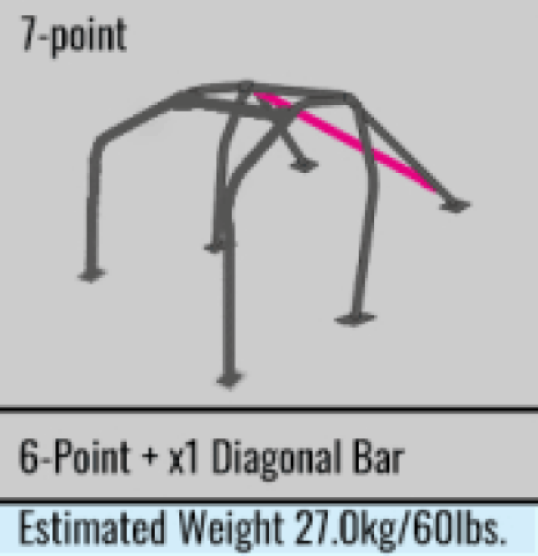Cusco SFTY21 2-Psgr 7-Pt BLK Roll Cage 70-71 Datsun 240Z(S30-Series I Only) Arnd Dash(S/O-No Cancel)