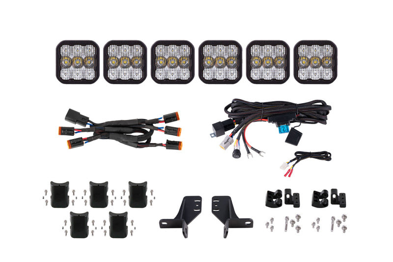 Diode Dynamics Bronco SS5 6-Pod CrossLink Grille Lightbar Kit Pro - White Combo