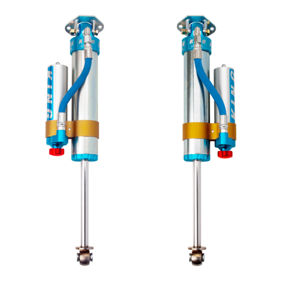 King Shocks 97-06 Jeep Wrangler TJ Rear 2.5 Dia Piggy Hose Res Shock 0-2in Lift w/Adjuster (Pair)