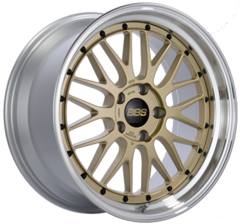 BBS LM 17x7.5 5x114.3 ET38 PFS Gold Center Diamond-Cut Rim Wheel PFS/Clip Req
