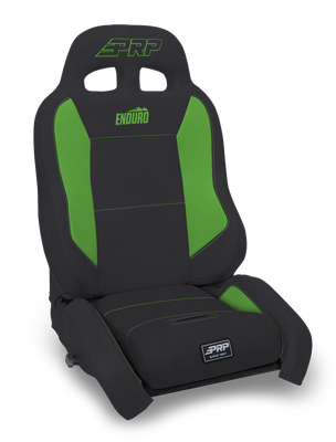 PRP EnduroCrawl Reclining Suspension Seat - Black/Green Vinyl - Driver