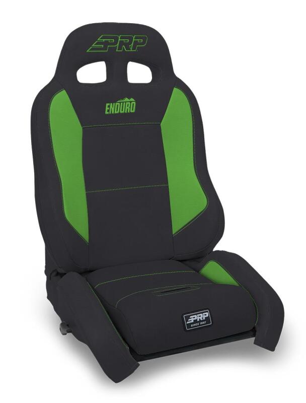 PRP EnduroCrawl Reclining Suspension Seat - Black/Green Vinyl - Passenger