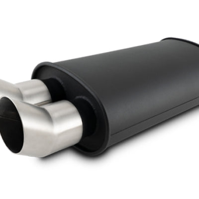 Vibrant Flat Blk Muffler 9x5x15in Body 3in Inlet ID 3in Tip OD w/Dual DTM Cut Tips