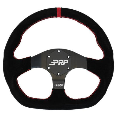 PRP Comp-R D-Shape Suede Steering Wheel - Red