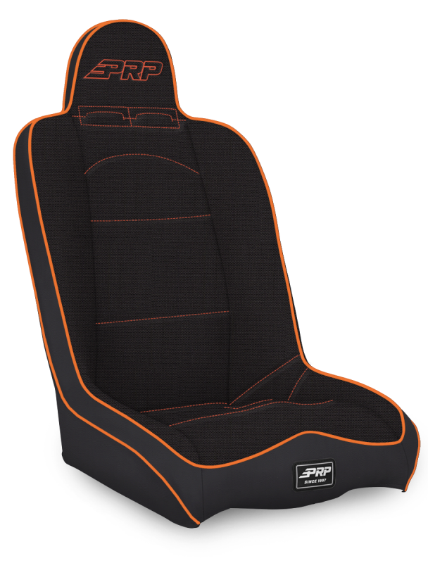 PRP Daily Driver High Back Suspension Seat- Black/Orange Tweed