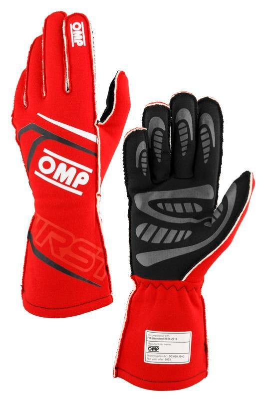 OMP FIRST GLOVES FIA 8856-2018 MY2025 NAVY BLUE / FLUO ORANGE SZ L