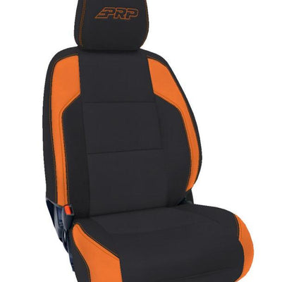 PRP 6-23 Toyota Tacoma Front Seat Covers (Pair) - Black/Orange