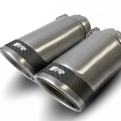 Remus Stainless Steel 84mm Angled Polished w/Carbon Ring Tail Pipe Set (Pair)
