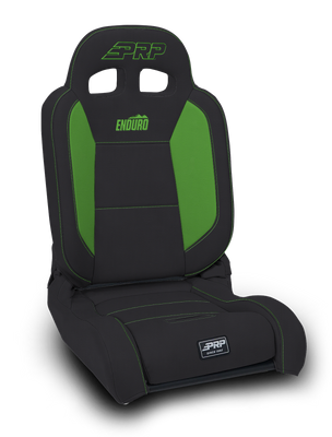 PRP EnduroDaily Reclining Suspension Seat - Black/Green Vinyl - Driver