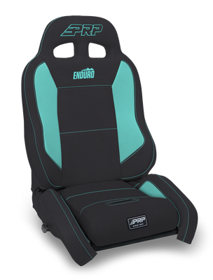 PRP EnduroCrawl Reclining Suspension Seat - Black/Teal Vinyl - Passenger