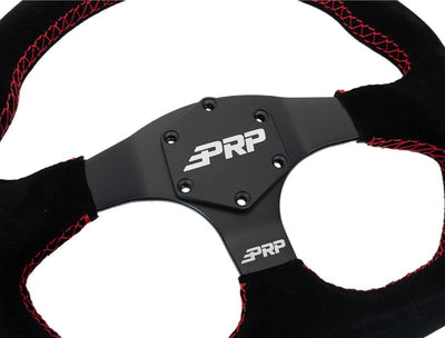 PRP Comp-R D-Shape Suede Steering Wheel - Red