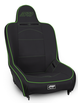PRP Premier High Back Suspension Seat- Black/Green Vinyl
