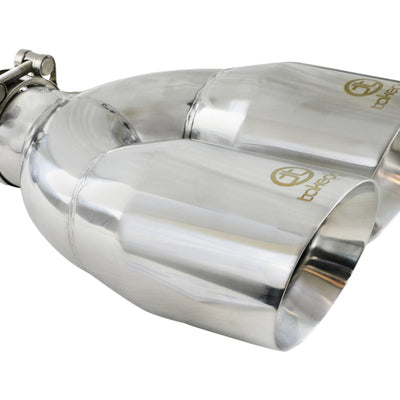 aFe Takeda 2.5in 304 Stainless Steel Clamp-on Tip Passenger Side 2.5in Inlet 4inDual - Polished