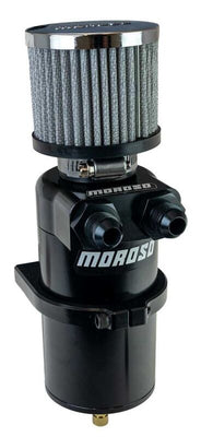 Moroso Dual Inlet -8AN Billet Breather Tank Catch Can - Black