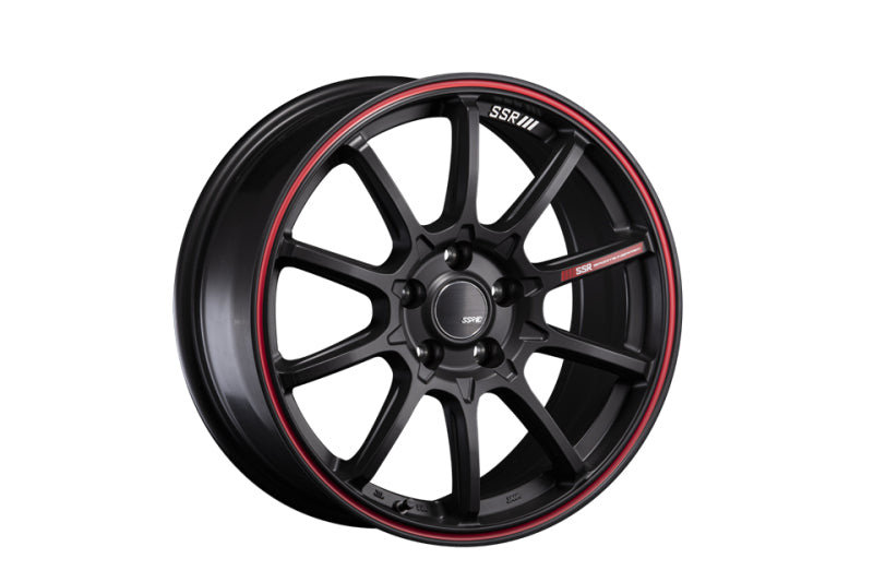 SSR GTV05 5x114.3 17x7.0 Offset 42 Flat Black w/ Red Line