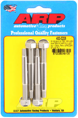 ARP 5/16-24 X 2.750 SS Hex Water Pump Pulley w/ 1.500in Fan Spacer Stud Kit