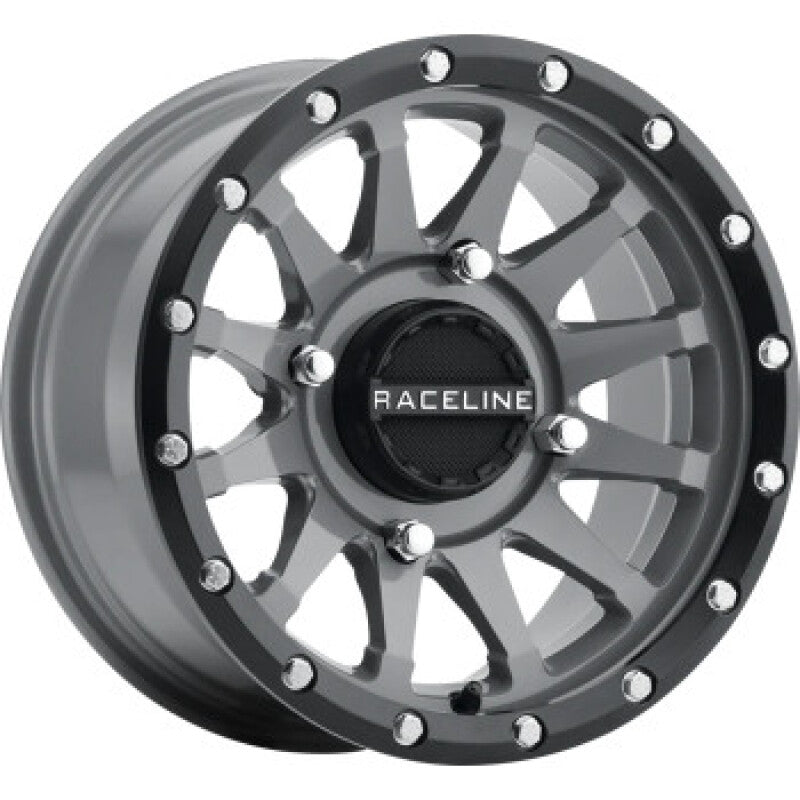 Raceline A95SG Trophy 14x7in / 4x137 BP / 38mm Offset / 110.18mm Bore - Grey & Black Lip Wheel