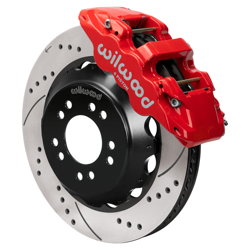 Wilwood Ford Mustang II Ford Aero6 Front Brake Kit w/ 14.00in Drilled & Slotted Rotor - Red