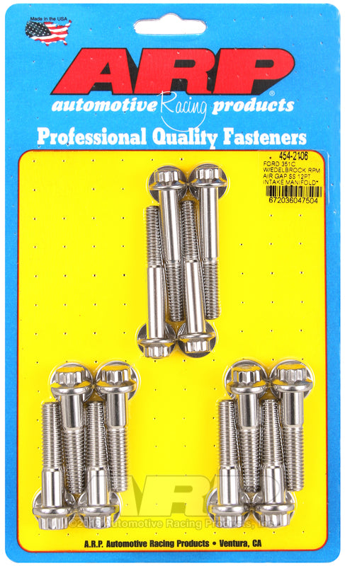 ARP Ford 351C w/Edelbrock RPM Air Gap 12pt Intake Manifold Bolt Kit
