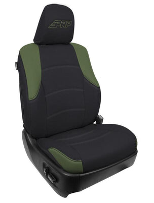 PRP 11-24 Toyota 4Runner Front Seat Covers (Pair) - Black/Olive Green
