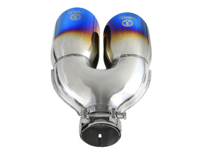 aFe Takeda 2.5in 304 Stainless Steel Clamp-on Exhaust Tip Driver Side 2.5in Inlet 4inDual-Blue Flame