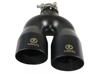 aFe Takeda 2.5in 304 Stainless Steel Clamp-on Exhaust Tip Driver Side 2.5in Inlet 4inDual-Black