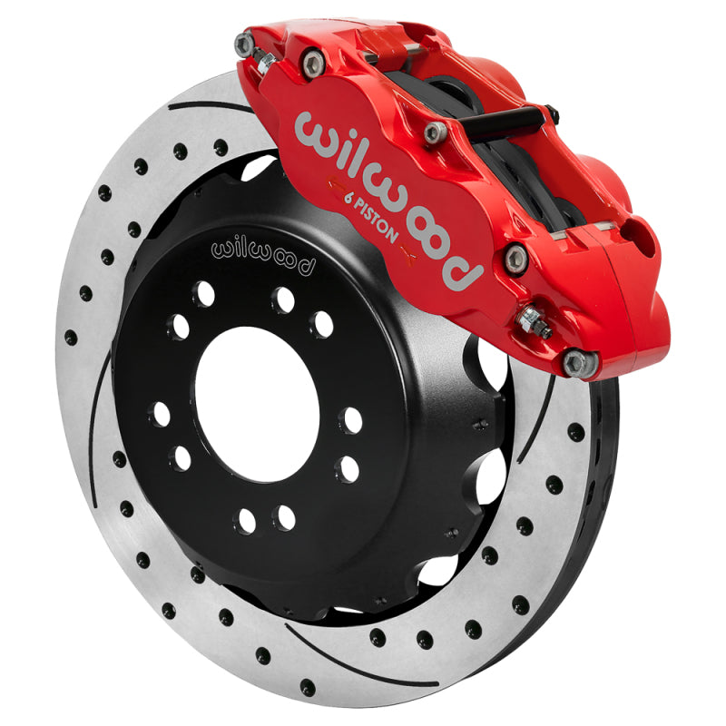 Wilwood Ford Mustang II Ford Narrow Superlite 6 Front Brake Kit w/ 12.88in Drill & Slot Rotor - Red