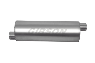 Gibson SFT Superflow Offset/Offset Round Muffler - 8x19in/2.5in Inlet/3in Outlet - Stainless