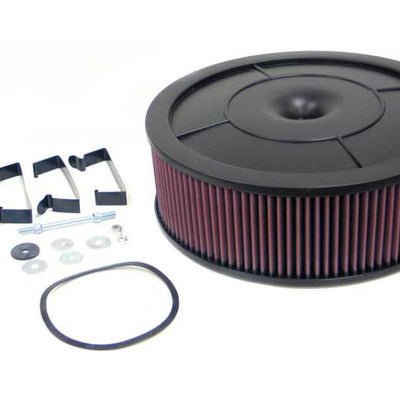 K&N Round - Red - Size 14in - 5.125in Neck Flange x 4.875in O/A H Flow Control Custom Assembly