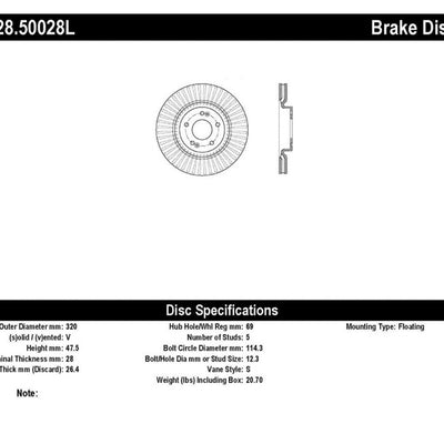 StopTech Drilled Sport Brake Rotor