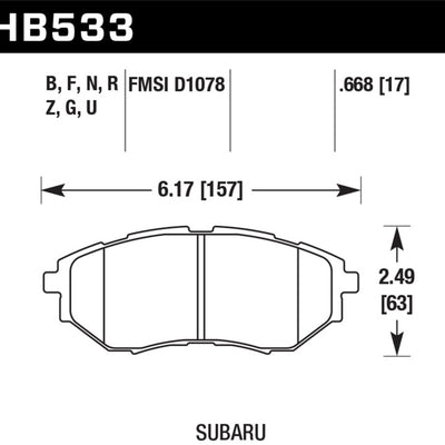 Hawk Subaru Tribeca / Legacy DTC-70 Race Front Brake Pads