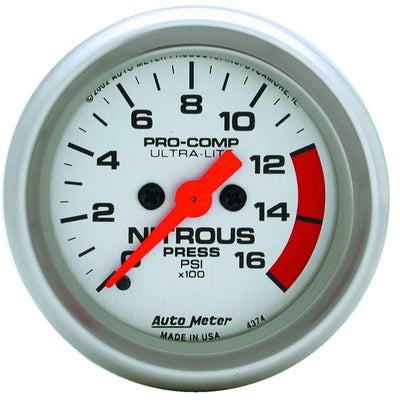 Autometer Ultra-Lite 52mm FSE 0-1600 PSI Nitrous Pressure Gauge