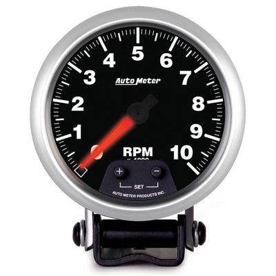 Autometer Elite Street Progressive Shift Light 3-3/8in Tachometer 0-10,000 RPM PED Mount