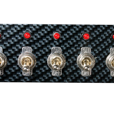 Moroso Toggle Switch Panel - Dash Mount - 2in x 5.5in - Grey/Black Fiber Design