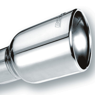 Borla Universal Polished Tip Single Oval Rolled Angle-Cut w/Clamp (inlet 2 1/2in. Outlet 4 1/4 x 3 1