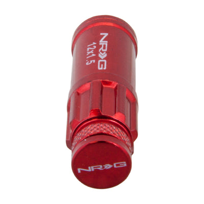 NRG 700 Series M12 X 1.5 Steel Lug Nut w/Dust Cap Cover Set 21 Pc w/Locks & Lock Socket - Red