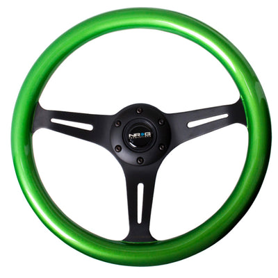 NRG Classic Wood Grain Steering Wheel (350mm) Green Pearl/Flake Paint w/Black 3-Spoke Center