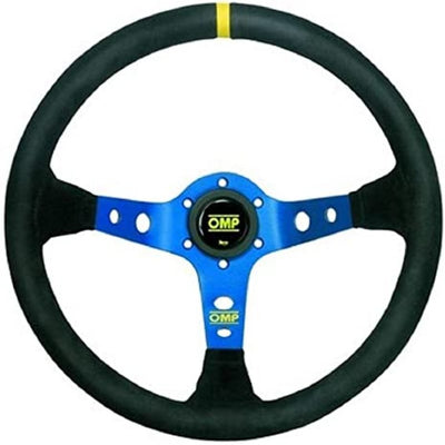 OMP Corsica Dished Steering Wheel Suede 3 Blue Anod