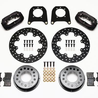 Wilwood Forged Dynalite Rear Drag Kit Drilled Rotor Chev 12 Bolt w/Clip Eliminator