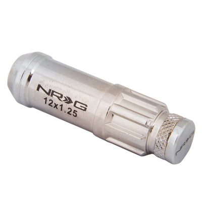 NRG 700 Series M12 X 1.25 Steel Lug Nut w/Dust Cap Cover Set 21 Pc w/Locks & Lock Socket - Silver